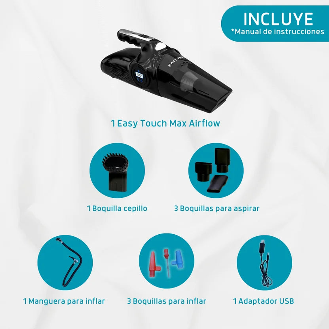 Aspiradora E Infladora Portatil Easy Touch Max Airflow 3