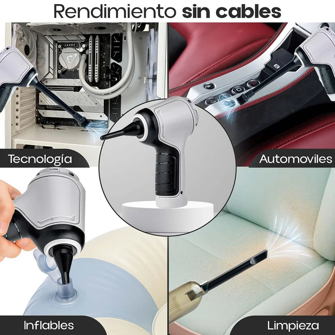 Aspiradora Sopladora Portátil Para Carro Y Teclado Recargable 2
