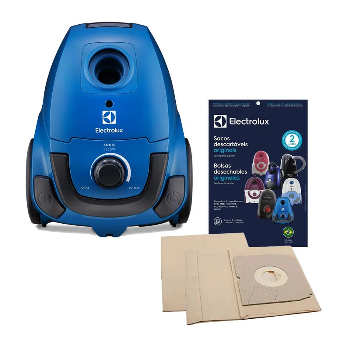 Aspiradora de Bolsa 1.24 Litros + Kit de Bolsas 4