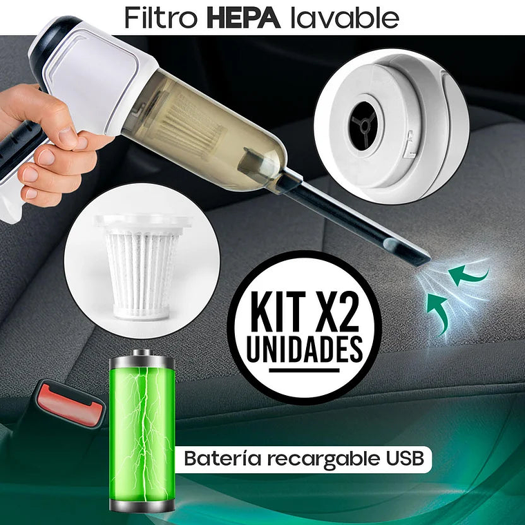 Set Por 2 Aspiradora Sopladora Portátil para Carro y Teclado Usb 2