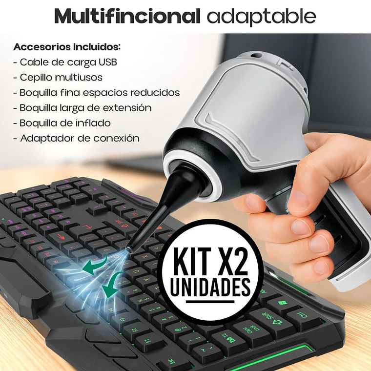 Set Por 2 Aspiradora Sopladora Portátil para Carro y Teclado Usb 6