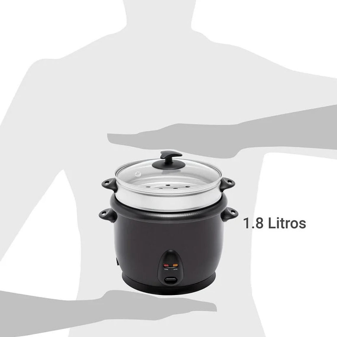 Olla Arrocera con Vaporera 1.8 Lts Negro 6