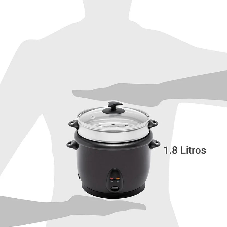 Olla Arrocera con Vaporera 1.8 Lts Negro 6