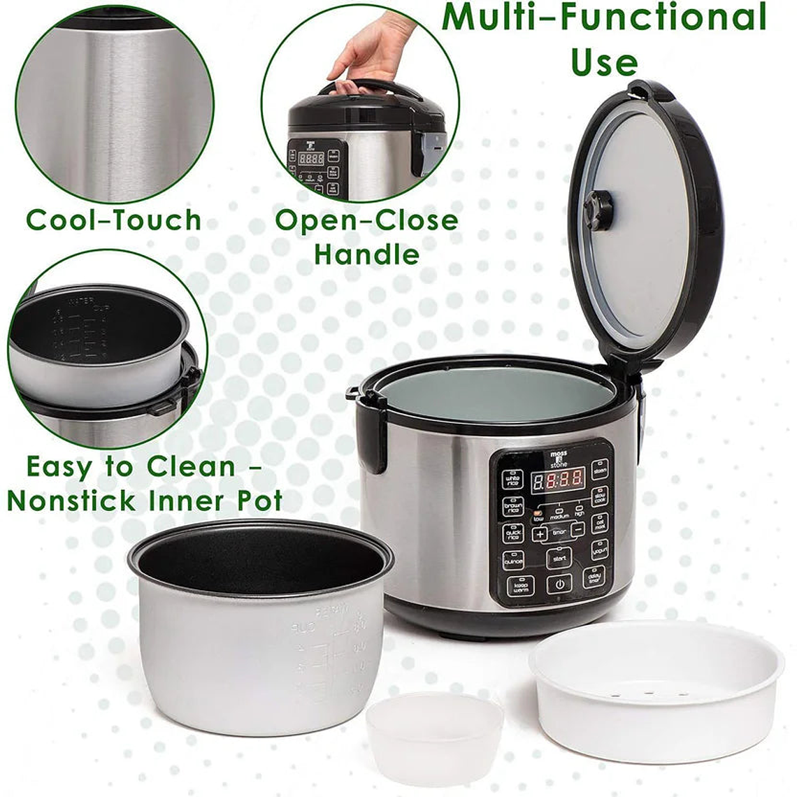 Olla Arrocera Digital Moss & Stone SmartCook 8 Multifunción con Vaporizador 1