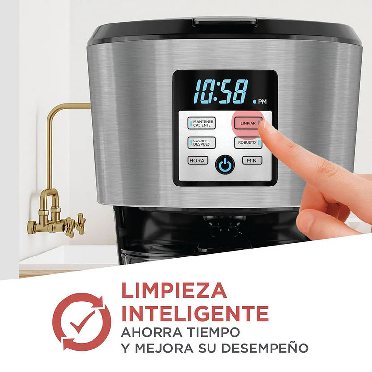 Cafetera programable BLACK+DECKER 12 tazas con filtro permanente y sistema de goteo en vortice CM1331S-LA 2