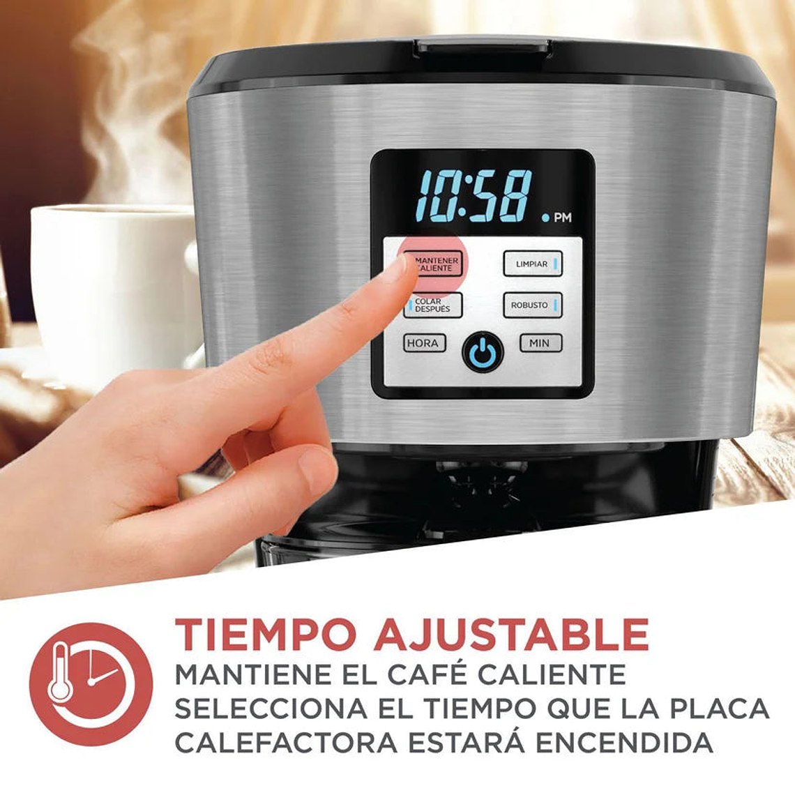 Cafetera programable BLACK+DECKER 12 tazas con filtro permanente y sistema de goteo en vortice CM1331S-LA 4