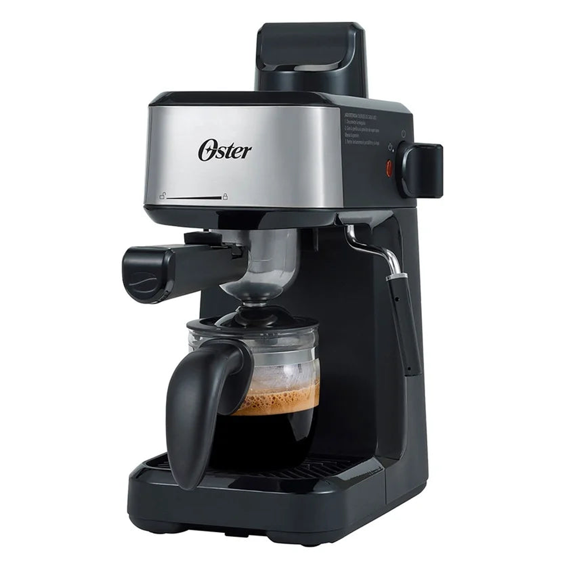Cafetera de Vapor para Espresso y Cappuccino Oster Capacidad de 4 Espressos por Ciclo, Jarra de Vidrio, Potente Tubo de Vapor para Espumar la Leche, Color Negro 4