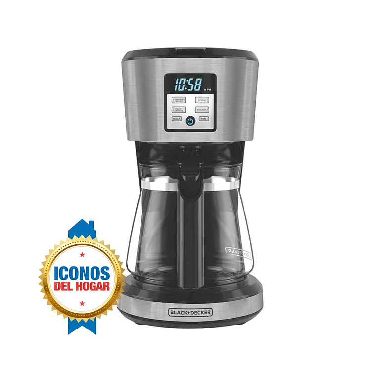 Cafetera programable BLACK+DECKER 12 tazas con filtro permanente y sistema de goteo en vortice CM1331S-LA 5