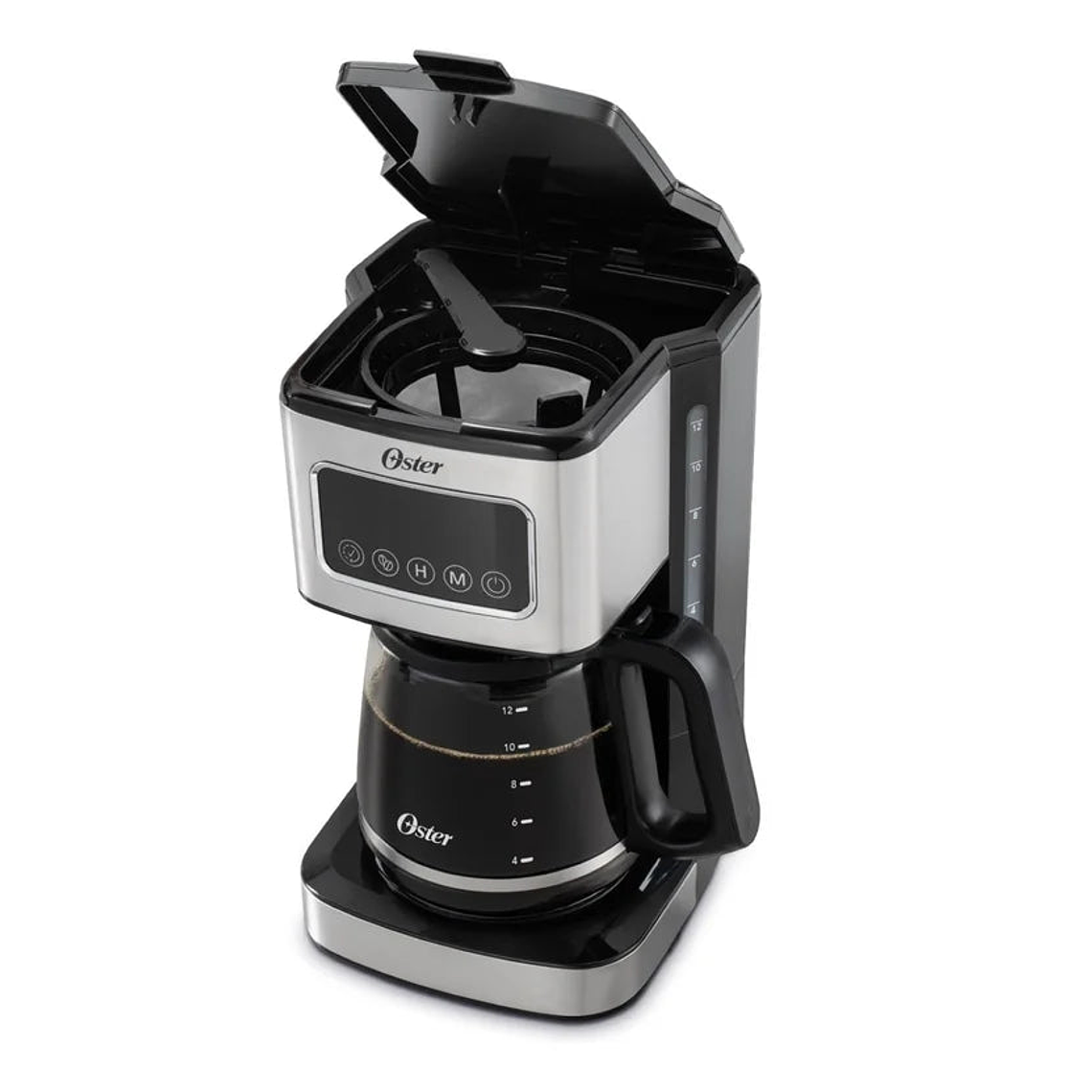 Cafetera Programable Oster Pantalla Táctil Jarra de Vidrio de 12 Tazas Color Negro y Acero Inoxidable 2