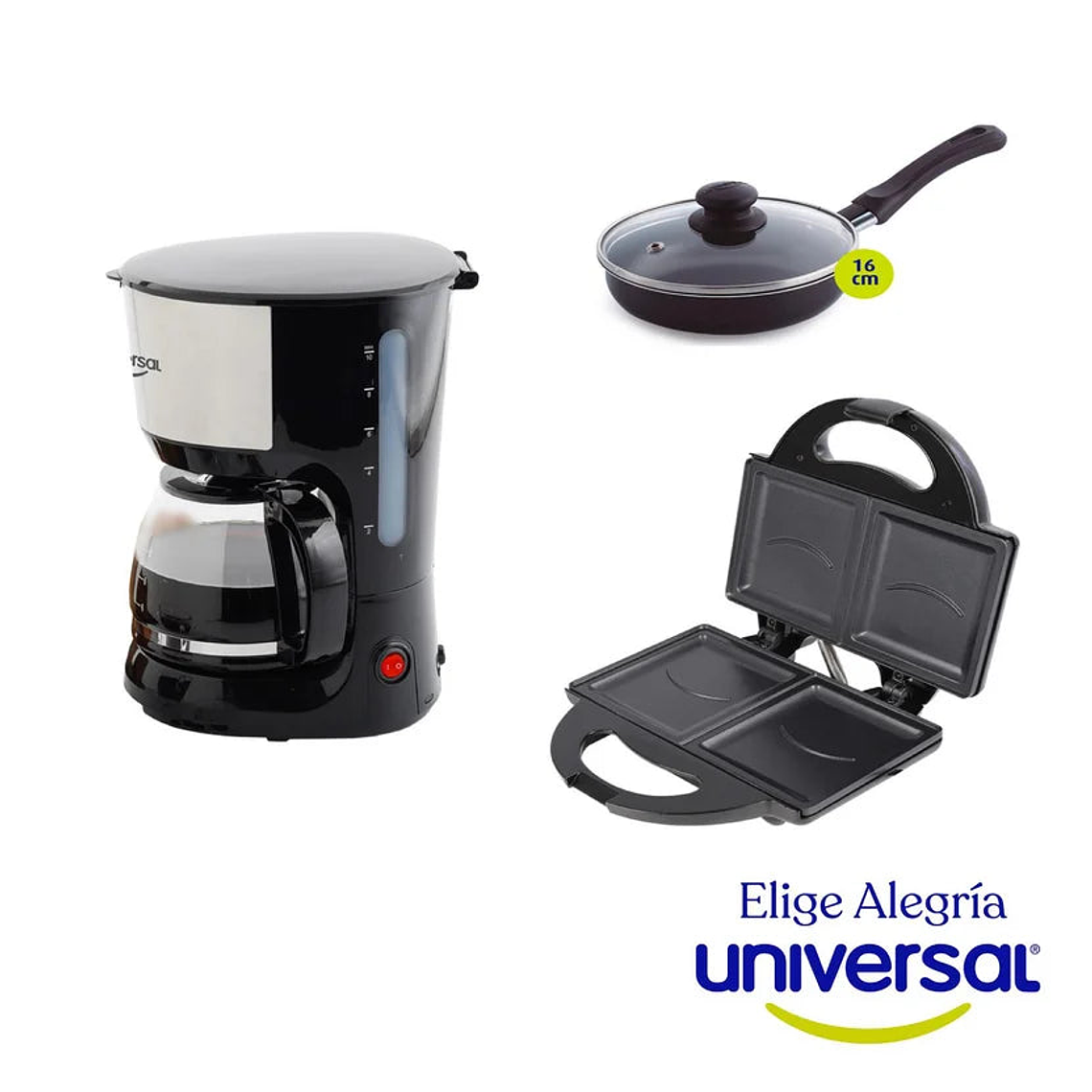 Combo Cafetera 10 Tz + Sanduchera + Cacerola Universal 5