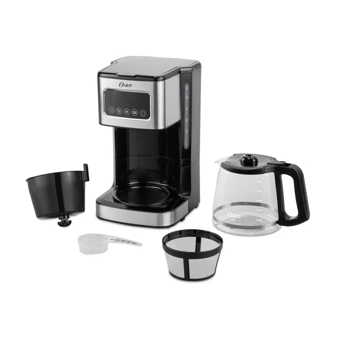 Cafetera Programable Oster Pantalla Táctil Jarra de Vidrio de 12 Tazas Color Negro y Acero Inoxidable 3