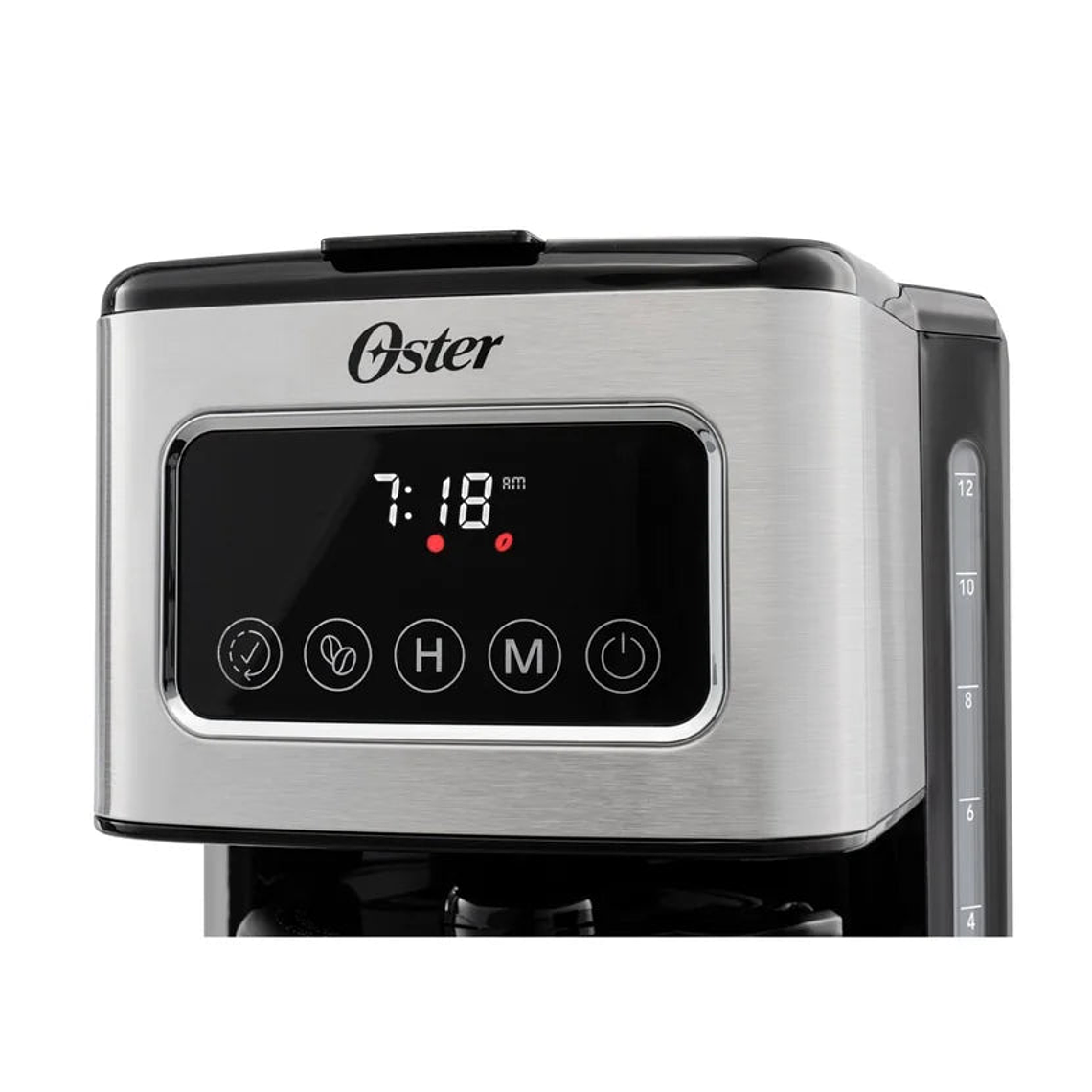 Cafetera Programable Oster Pantalla Táctil Jarra de Vidrio de 12 Tazas Color Negro y Acero Inoxidable 4