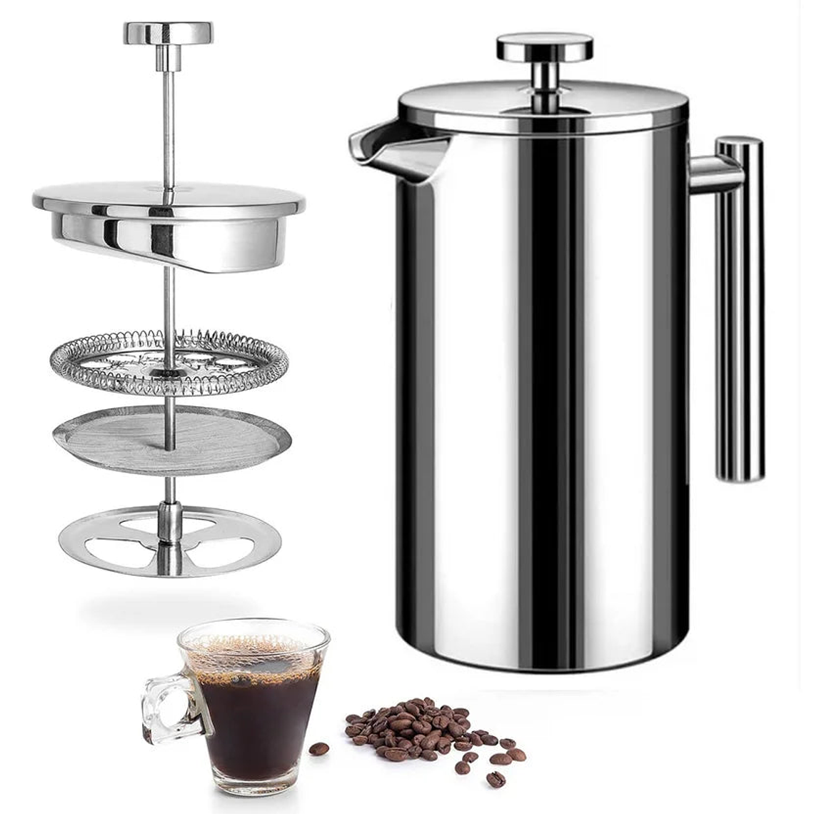 Cafetera Prensa Francesa de Doble Pared Acero Inoxidable 4