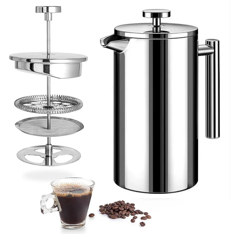 Cafetera Prensa Francesa de Doble Pared Acero Inoxidable 4