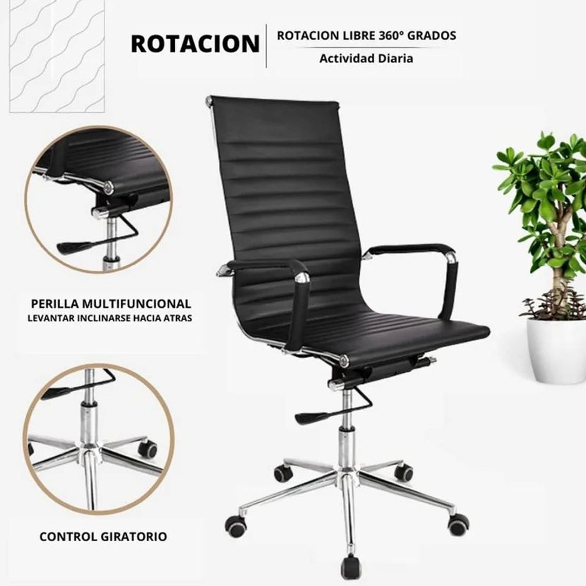 Silla Ejecutiva de Lujo 49X64X114.5 Negro 2