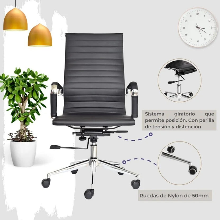 Silla Ejecutiva de Lujo 49X64X114.5 Negro 3