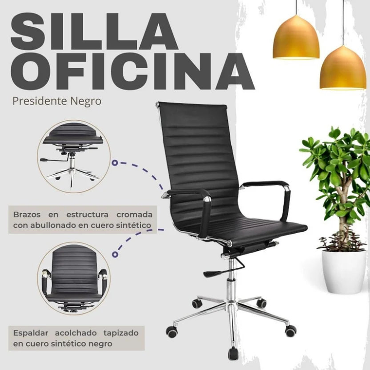 Silla Ejecutiva de Lujo 49X64X114.5 Negro 4