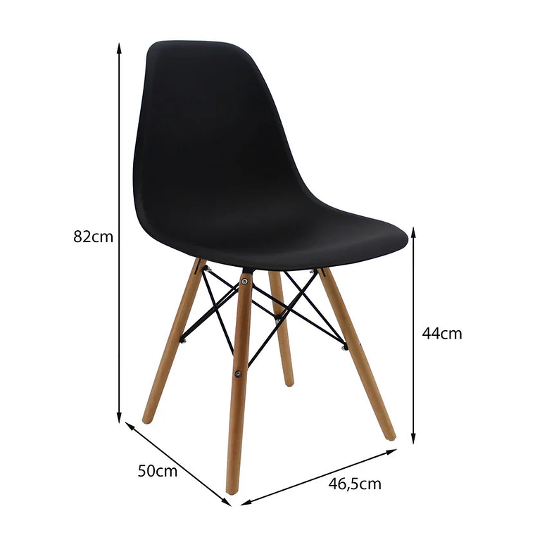 Set X4 Sillas Eames para Comedor/Sala Negro 5