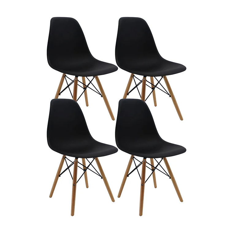 Set X4 Sillas Eames para Comedor/Sala Negro 6