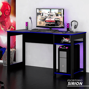 Escritorio Gamer Oficina Sirion 75X136X60 Negro/Azul