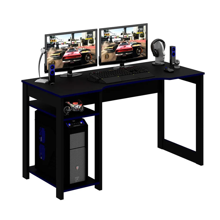 Escritorio Gamer Oficina Sirion 75X136X60 Negro/Azul 3