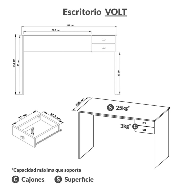 Escritorio Oficina Volt Negro/almendra Bonno 2