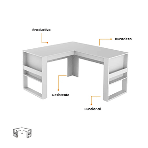 Escritorio Oficina Morris 74.5X136X60cm Blanco