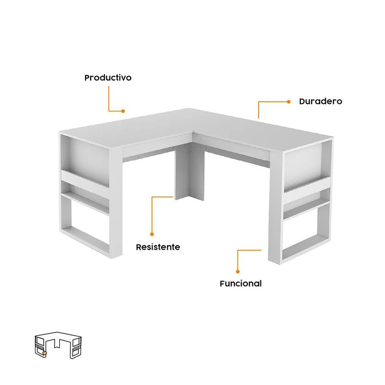 Escritorio Oficina Morris 74.5X136X60cm Blanco 1
