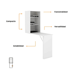 Escritorio de Oficina Plegable Kenay 158x108x48 Blanco