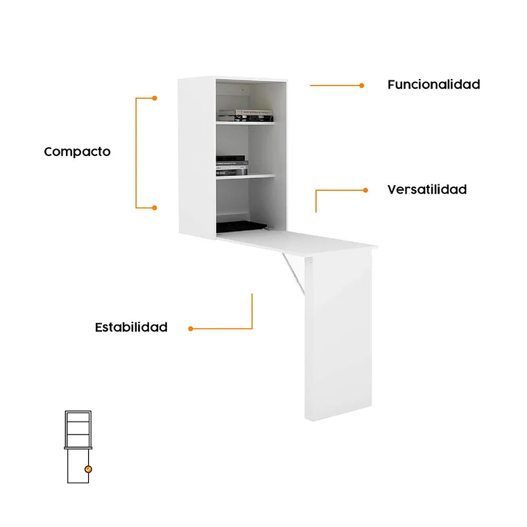 Escritorio de Oficina Plegable Kenay 158x108x48 Blanco 1
