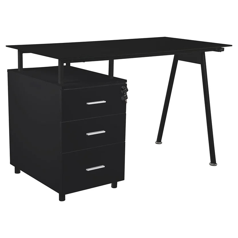 Escritorio Metal Vidrio Tripoli Negro 120x60x76cm 1