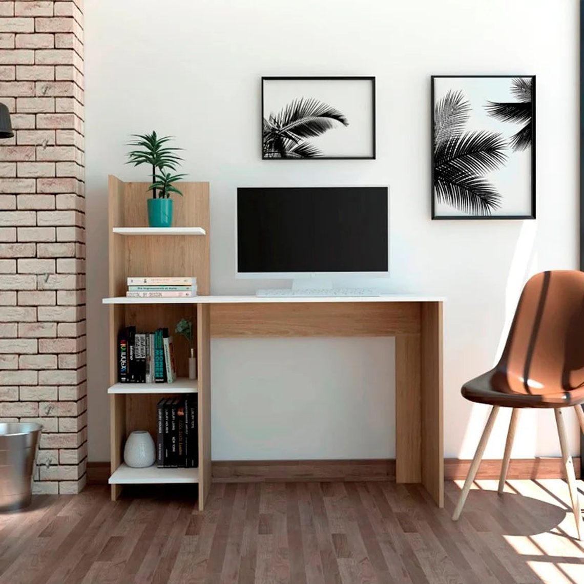 Escritorio 120 Vilna Rovere+Blanco 120x120x45cm 5