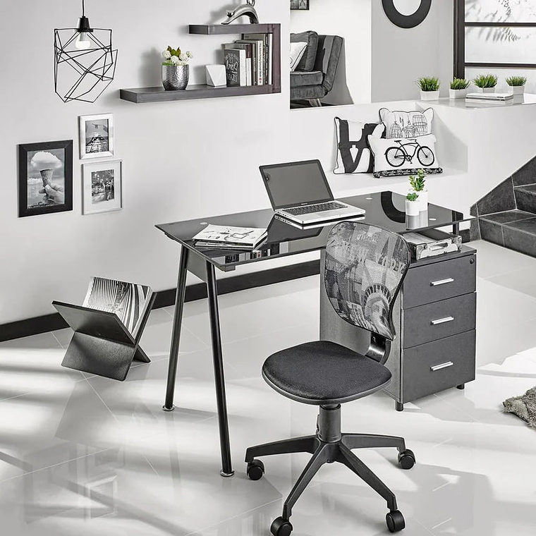 Escritorio Metal Vidrio Tripoli Negro 120x60x76cm 5
