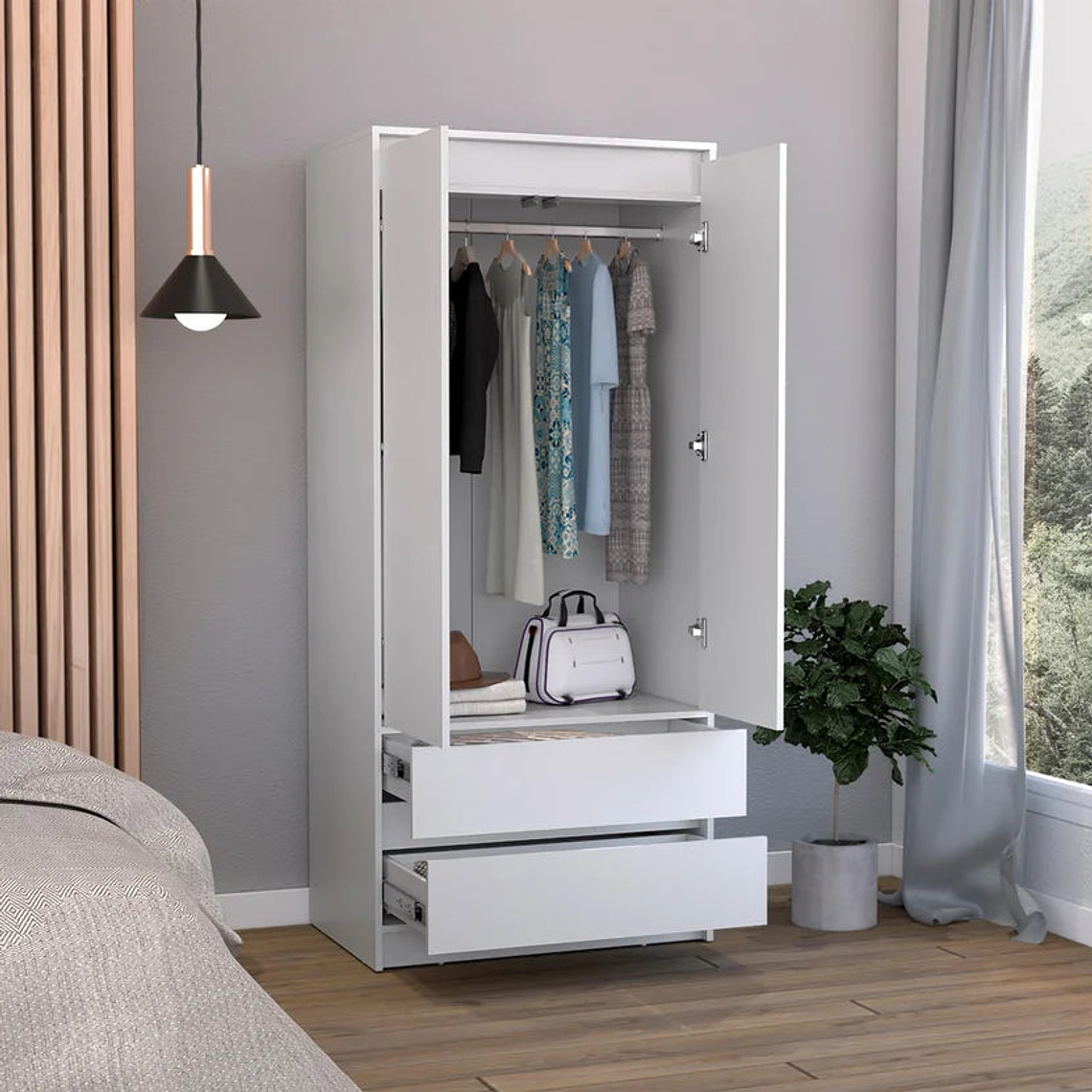 Closet 2 Puertas 2 Cajones Austin 180X80 Rta Blanco 2