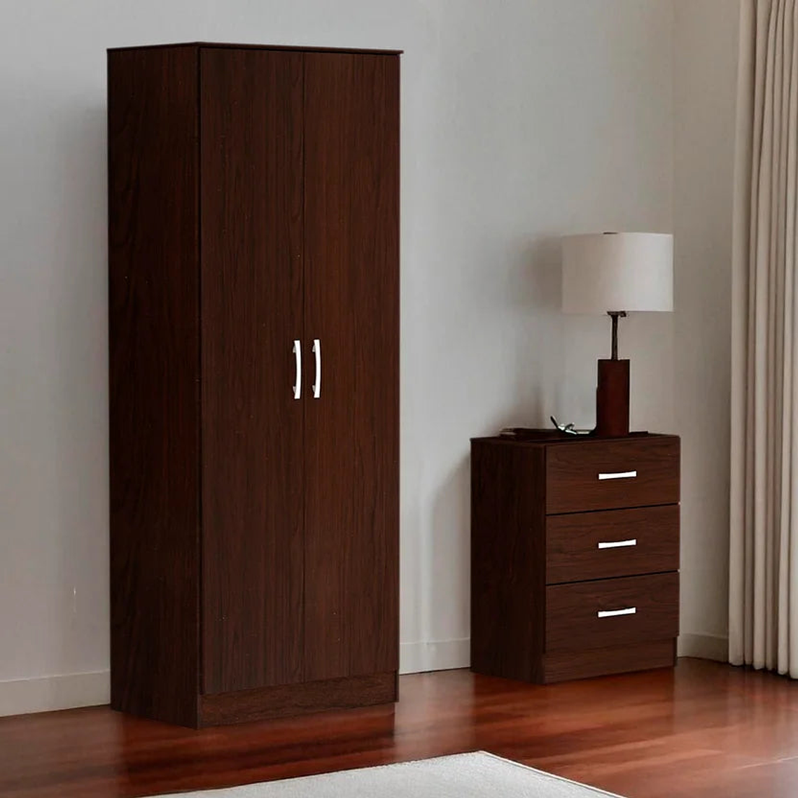 Combo Closet 2 Puertas 3 Cajones + Cómoda Tabaco 4