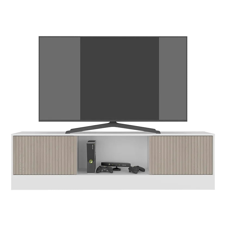 Mesa Tv Hopeland 75 Blanco+Natural 50x180x37 cm 2