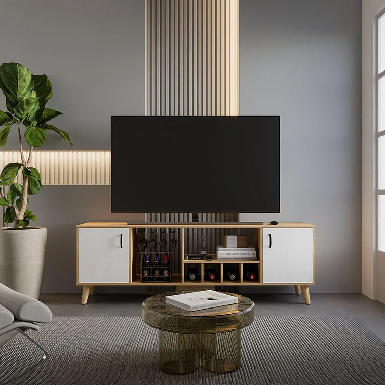 Mesa Tv Fara 60x180x40cm Fresno Eu Blanco 1