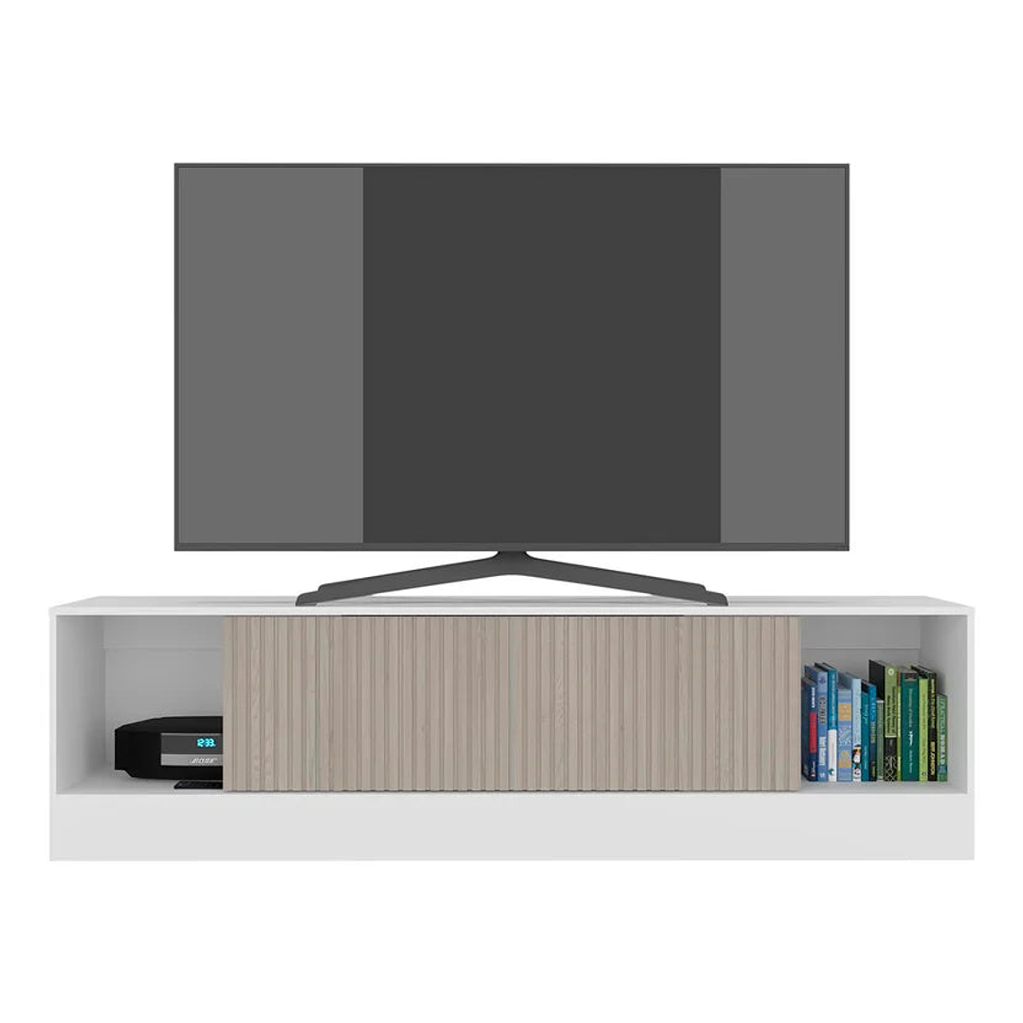 Mesa Tv Hopeland 75 Blanco+Natural 50x180x37 cm 3