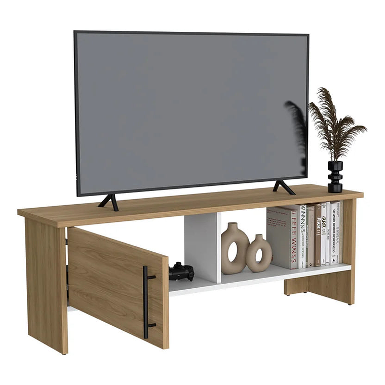 Mesa Tv Navia con Puerta Natural+blanco 42.1x120.3x31.1 cm 3
