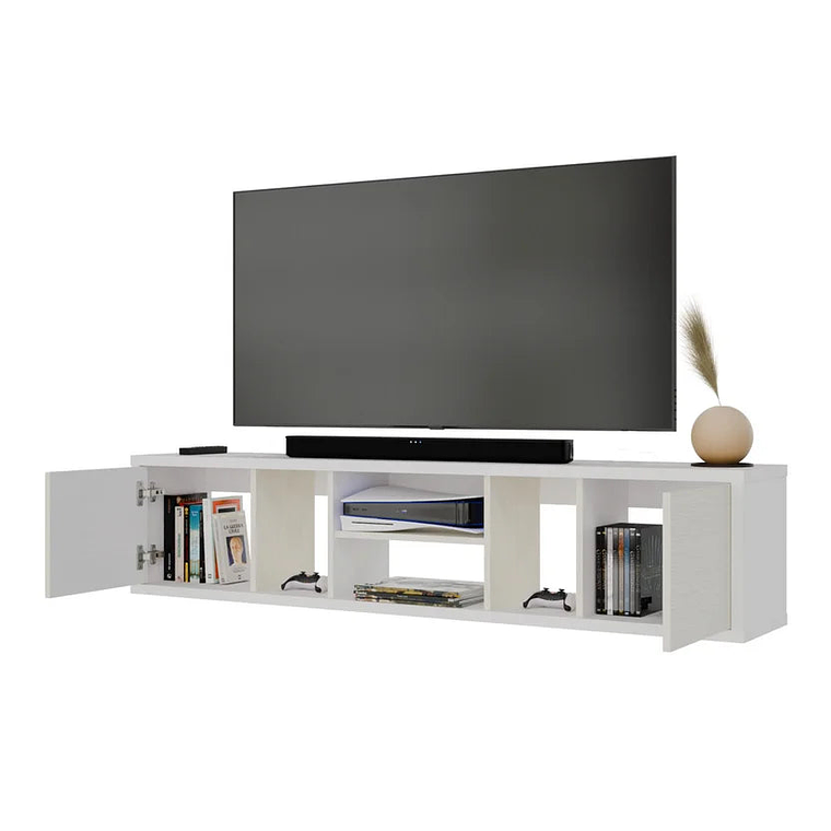 Mesa TV Flotante Ambar 35x160x30cm Blanco Niebla 5