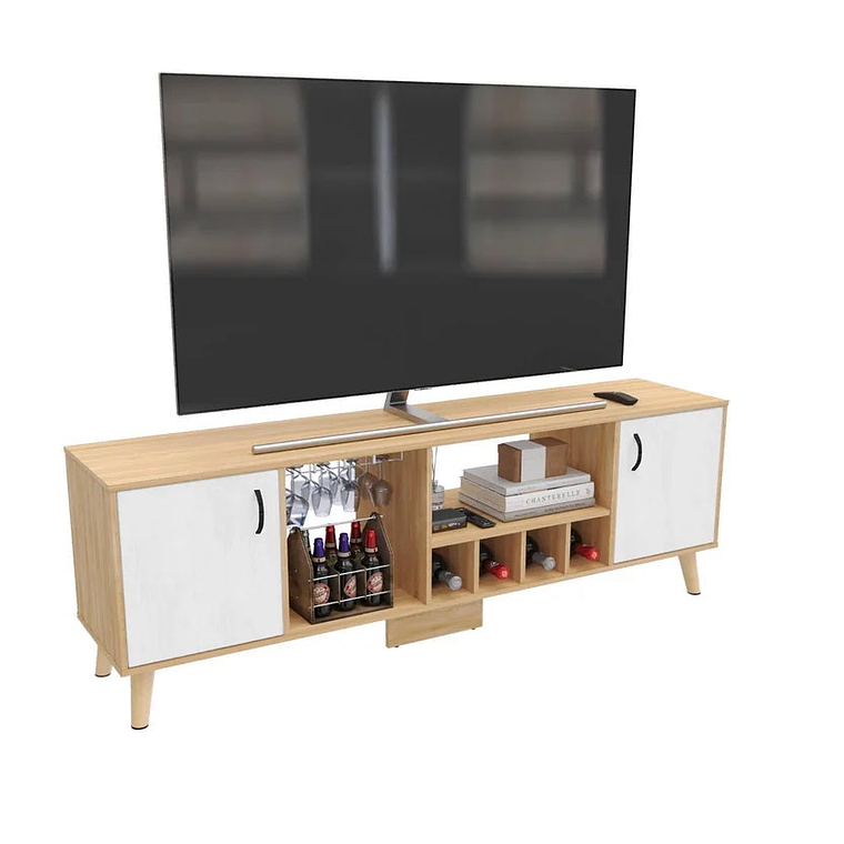 Mesa Tv Fara 60x180x40cm Fresno Eu Blanco 5