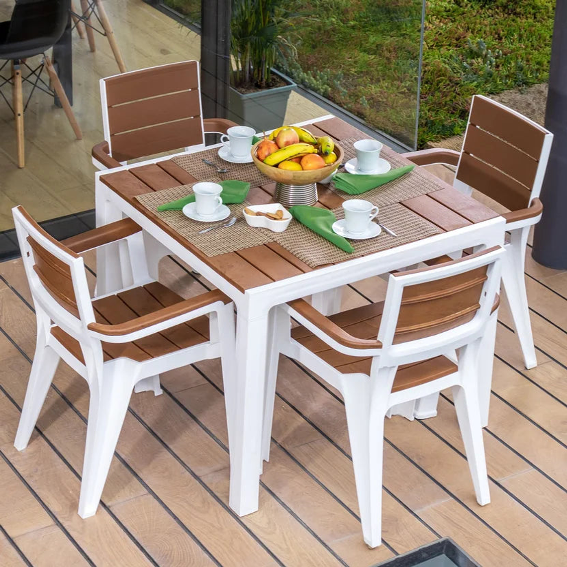 Mesa Cuadrada Plástico Maira Blanco 90x74x90 Cm 2