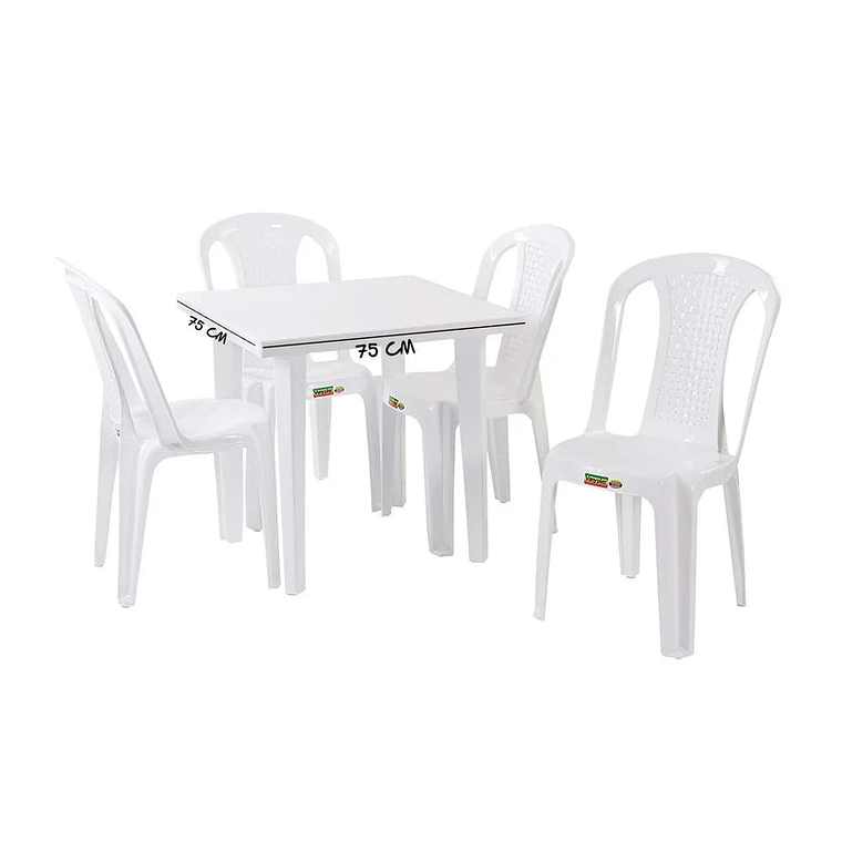Mesa Cuadrada Plástica Blanco 75x75 Cm 5