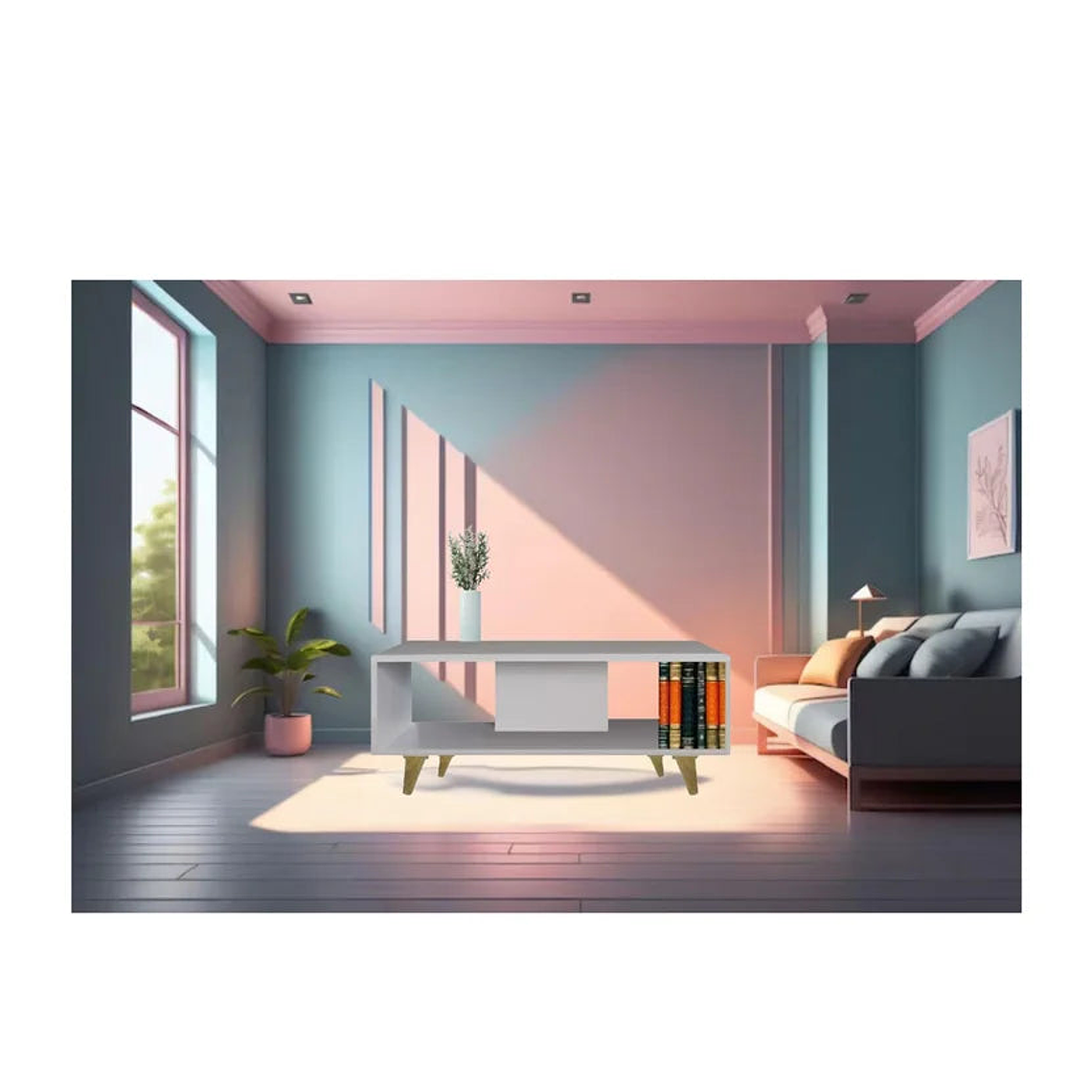 Mesa de Centro 85X35X30Cm Blanco 2