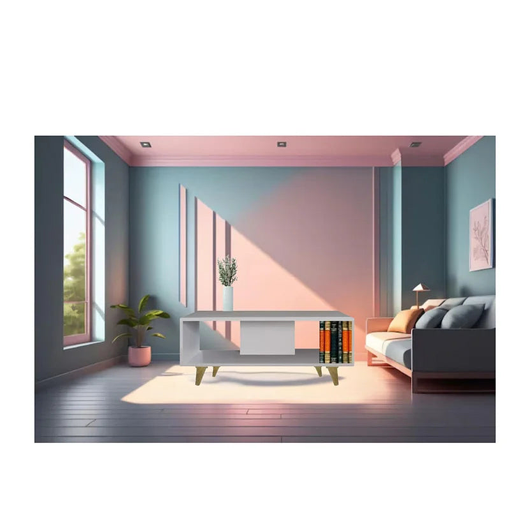 Mesa de Centro 85X35X30Cm Blanco 2