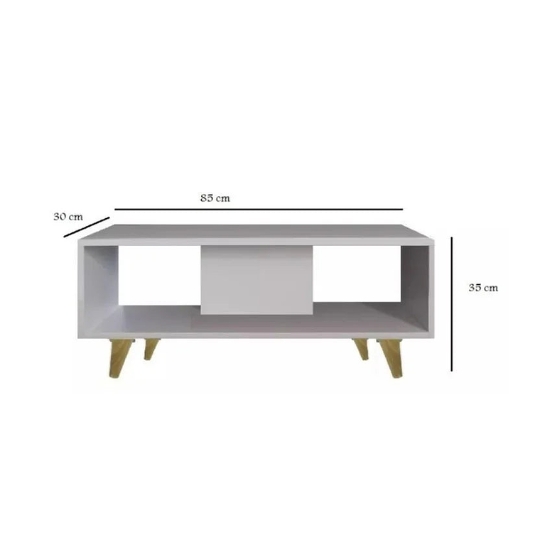 Mesa de Centro 85X35X30Cm Blanco 3