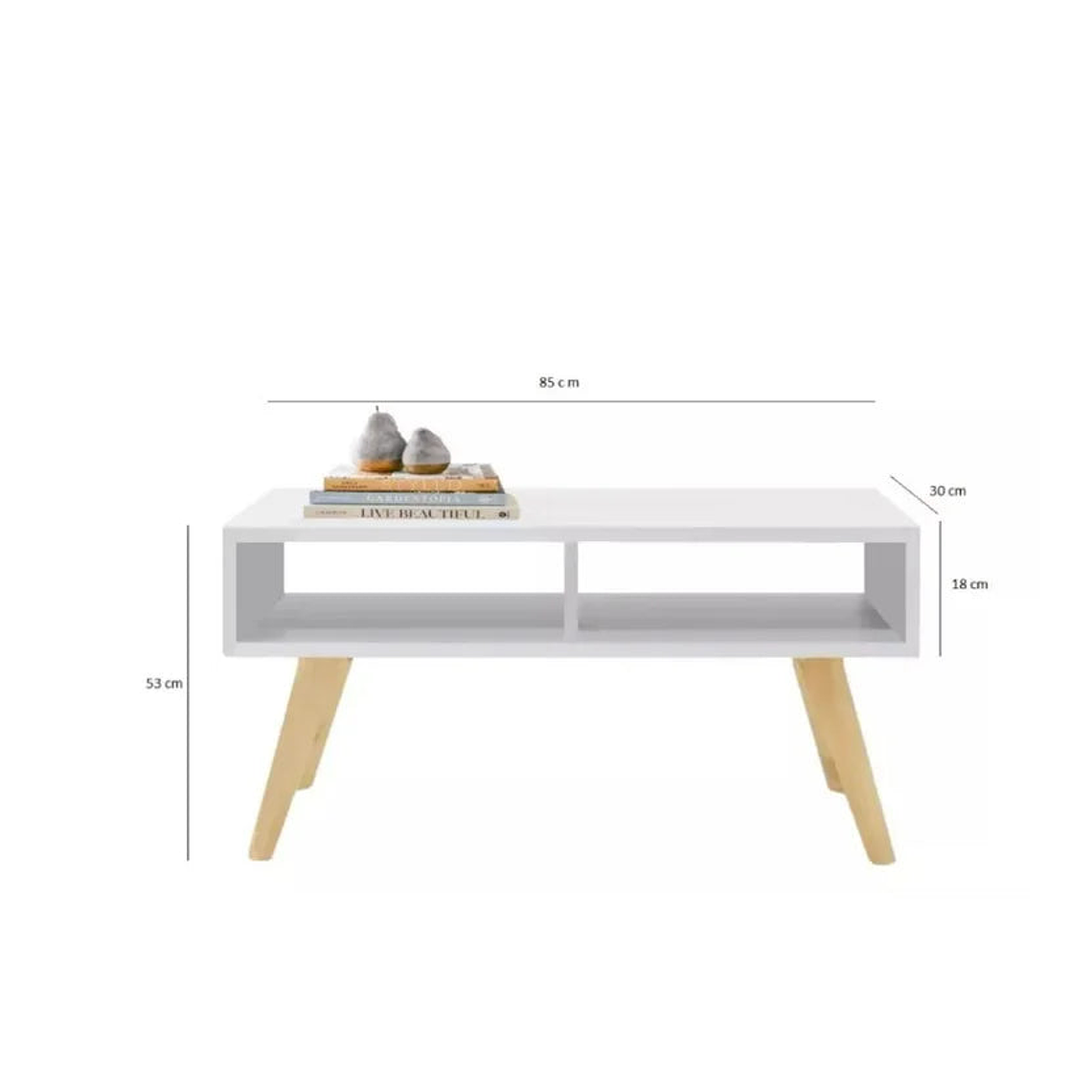 Mesa de Centro 85X30X53Cm Blanco 3
