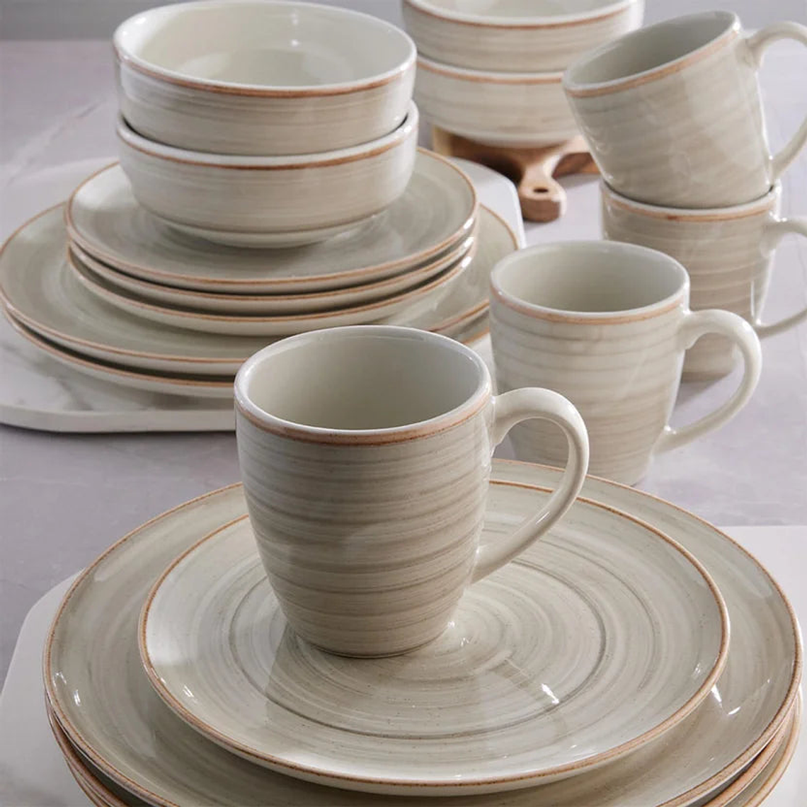 Vajilla Caoba Gris 4 Puestos 16 Piezas 1