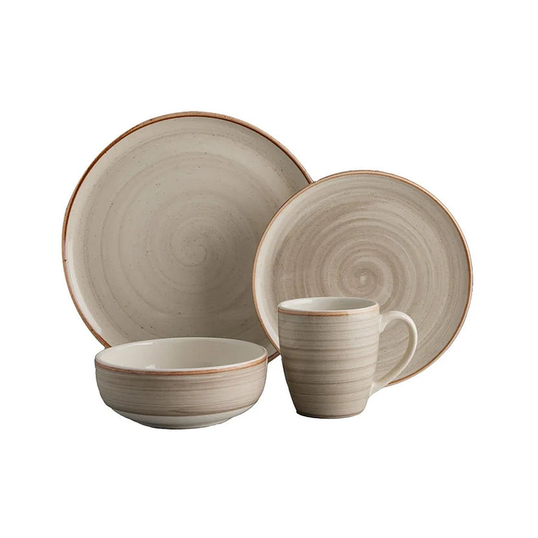 Vajilla Caoba Gris 4 Puestos 16 Piezas 3