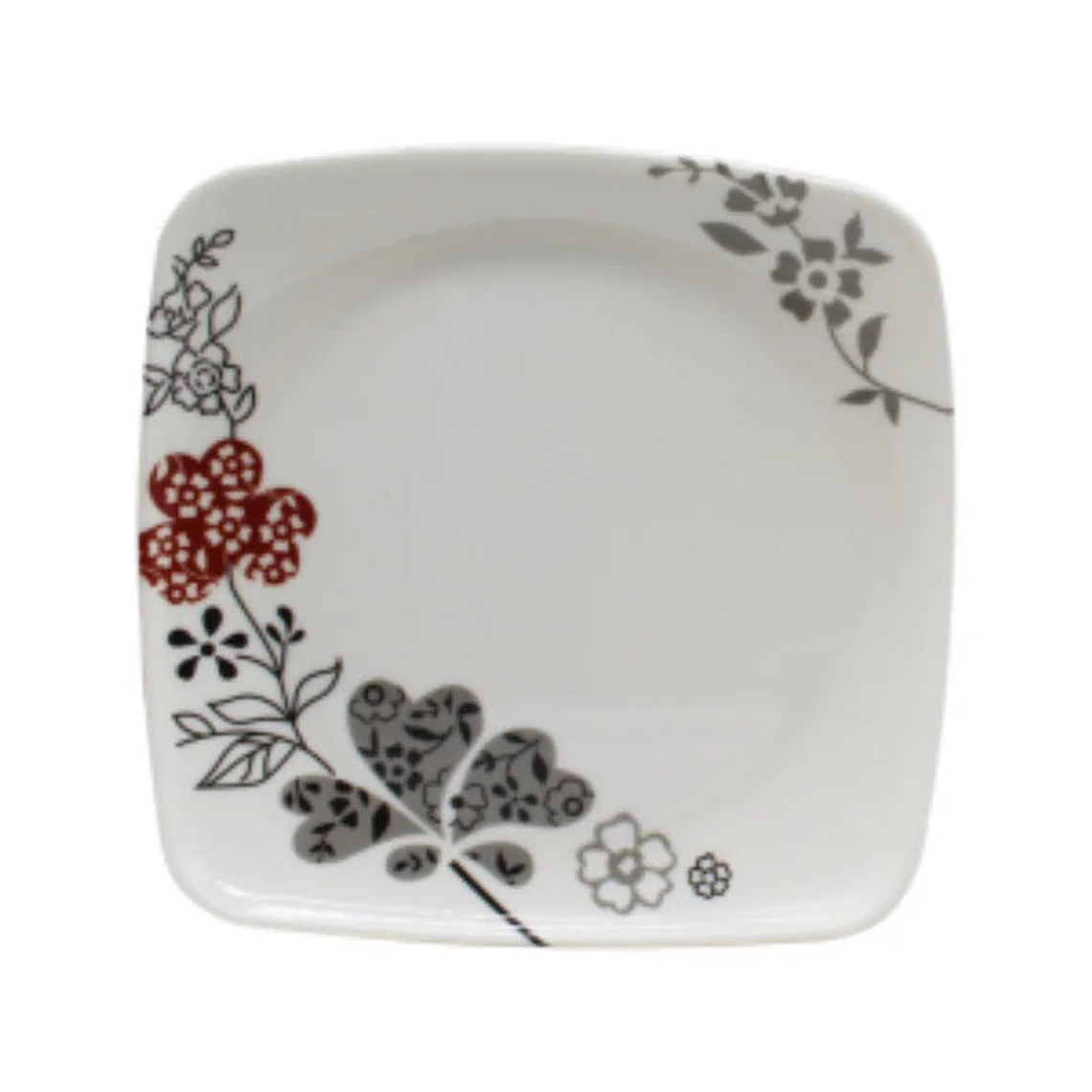 Vajilla Melamina Primavera Blanca Flores Cuadrada 16 Piezas 4 Puestos 2